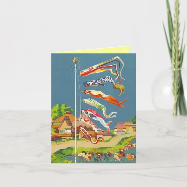 Carte Tango de fête de flammes de carpe de Koinobori (Devant)