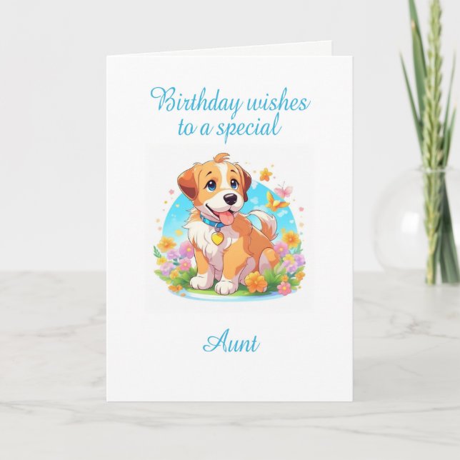 Carte Tante Anniversaire Chien chiot (Devant)
