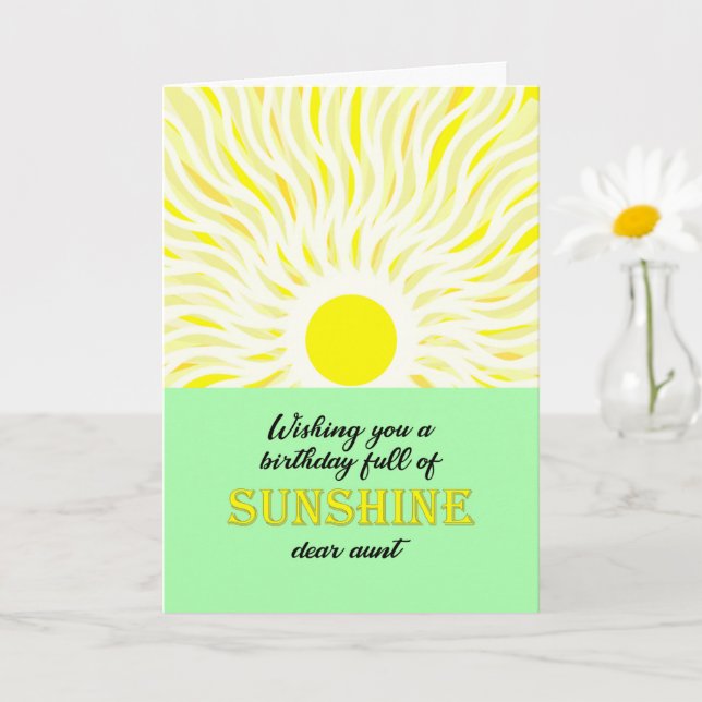 Carte Tante Anniversaire Soleil brillant (Petite plante)