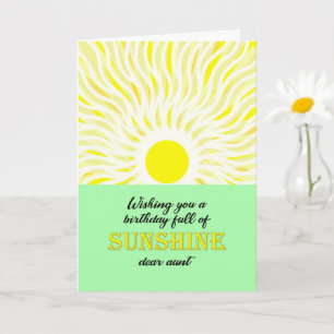 Carte Tante Anniversaire Soleil brillant