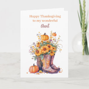 Carte Tante de Bon thanksgiving d'automne citrouille