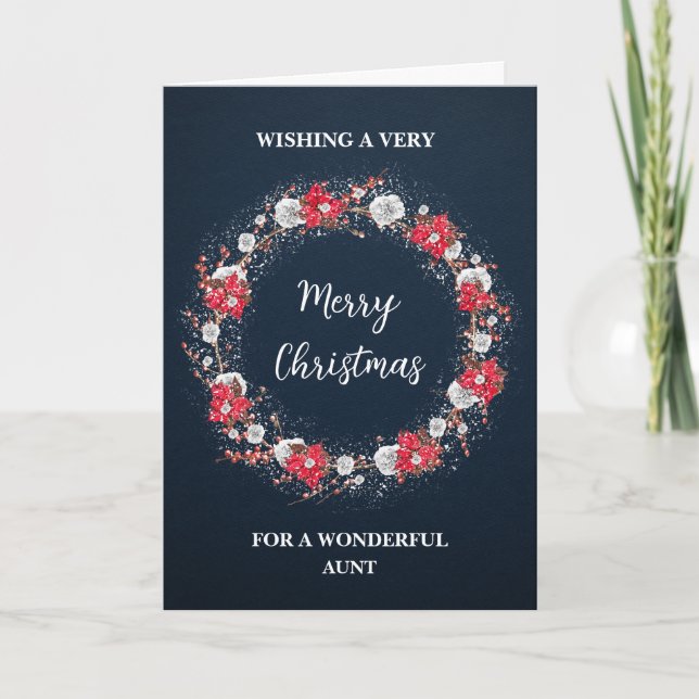 Carte Tante de couronne rustique Joyeux Noël (Devant)