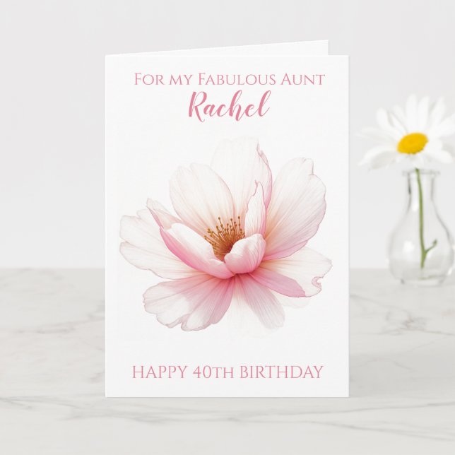 Carte Tante Fleur de Cerisier 40e Anniversaire (Petite plante)