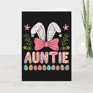 Carte Tante œufs de Pâques colorés Lapin nœud papillon F