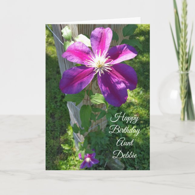 Carte Tante Purple Flower Clematis de joyeux (Devant)
