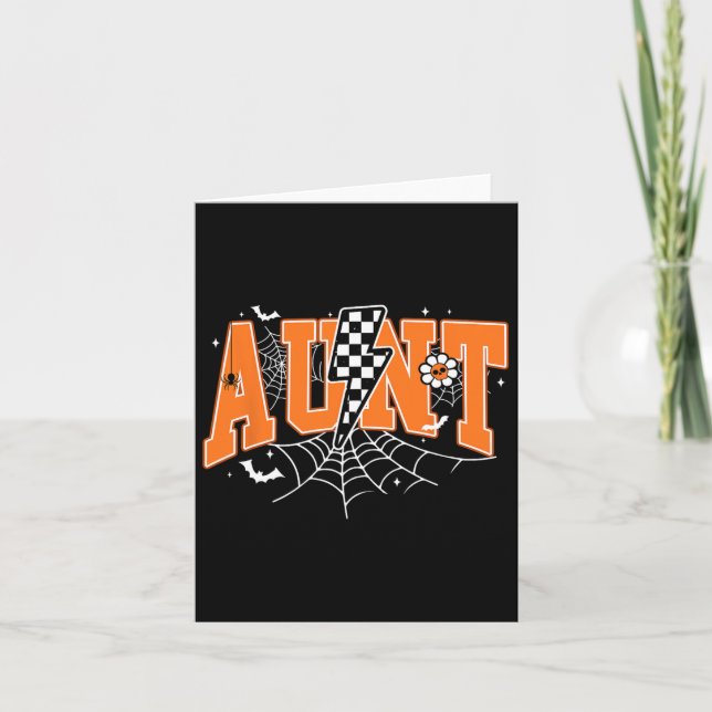 Carte Tante Rétro Éclair Toile d'araignée Halloween Auto (Devant)