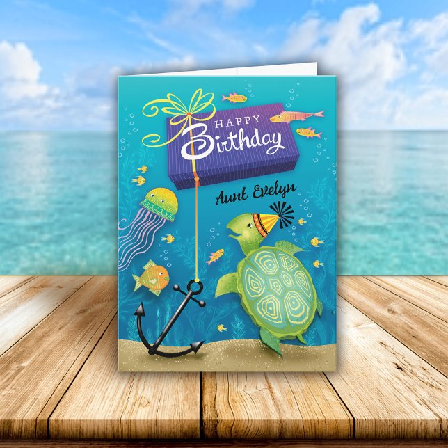 Carte Tante Tortue d'anniversaire présente (Créateur téléchargé)