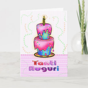 Carte Tanti Auguri Italien Joyeux Anniversaire Gâteau ro