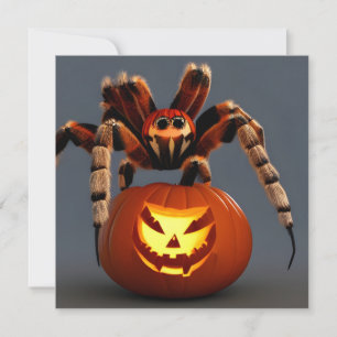 Carte Tarantula drôle avec Halloween Jack O' Lantern