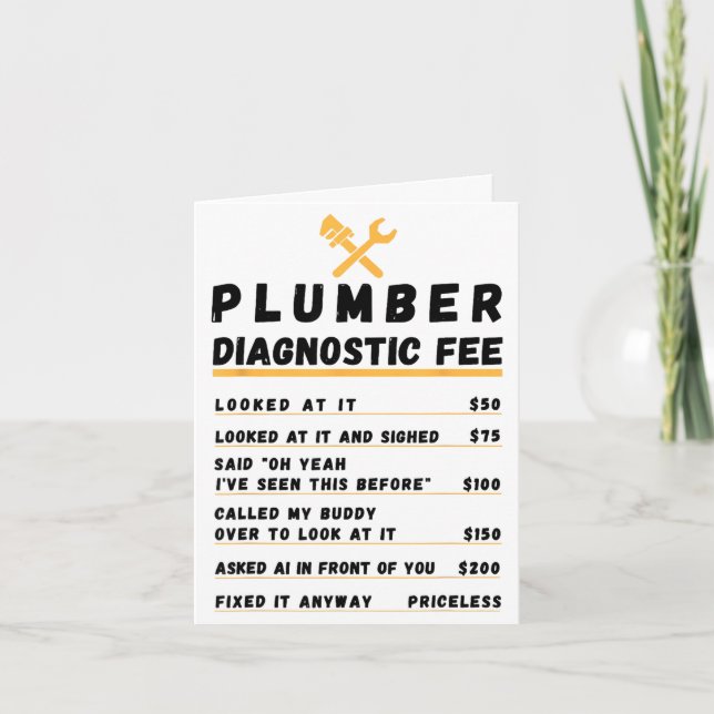 Carte Tarif de diagnostic de plombier drôle  (Devant)