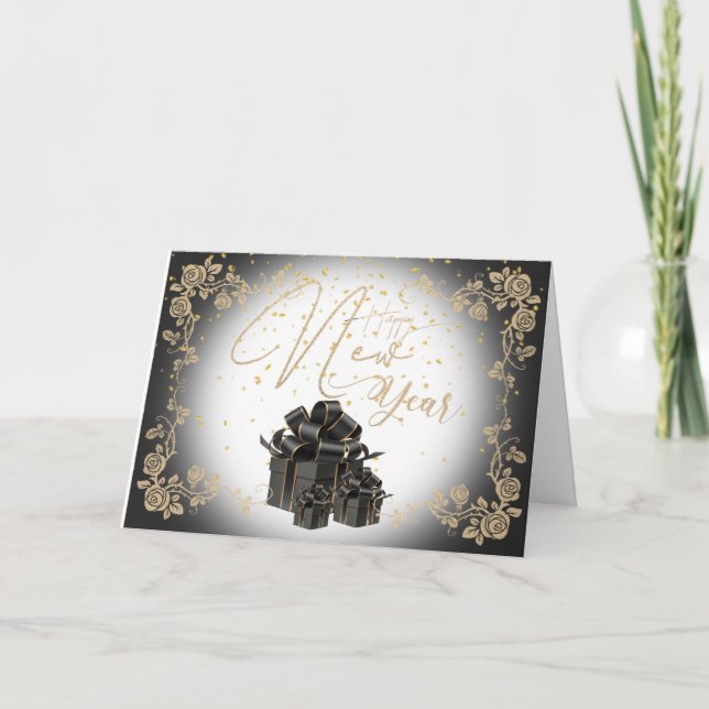 Carte Tarjeta de felicitación plegada con feliz año (Devant)
