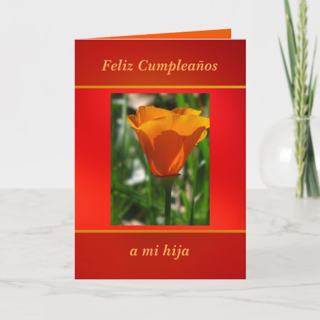 Carte Tarjeta - Feliz Cumpleaños - Amapola de Californie (Devant)