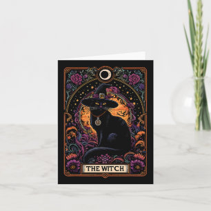 Carte Tarot Chat Sorcière Halloween gothique Vinta