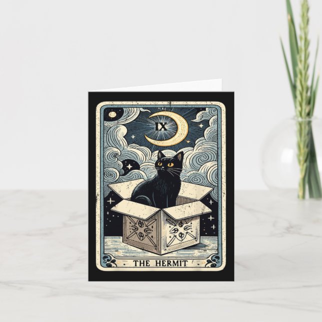 Carte Tarot Hermite Chat En Boîte Mystic Funny Cha (Devant)