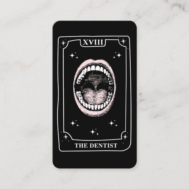 Carte Tarot Mystique Dentiste noir et blanc (Devant)