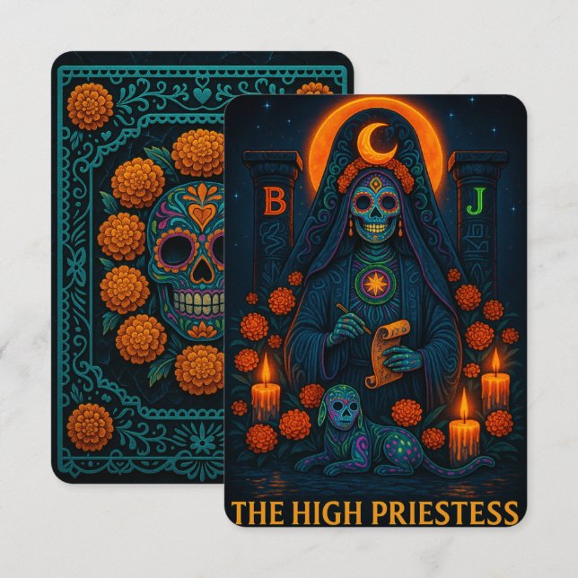Carte Tarot Neon Dia de los Muertes (Devant / Derrière)