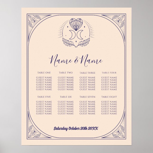 Carte Tarot Tableau 8 Mariage assis Crystals Lune (Devant)