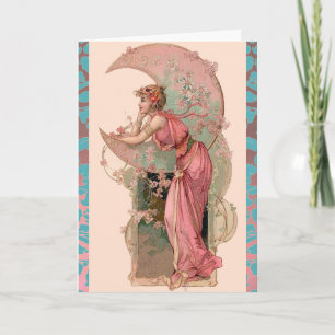 CARTE TAROTS /DAME DE LA LUNE, FLEURS, ROSES ROSES, DAMA