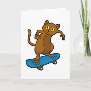 Carte Tarsier en skater avec skateboard