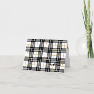 Carte tartan noir et blanc plaid merci