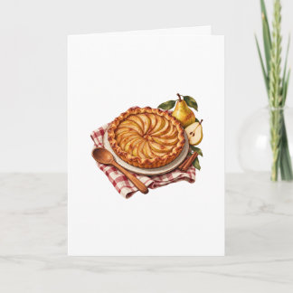 Carte Tarte aux poires avec tissu à carreaux rouges