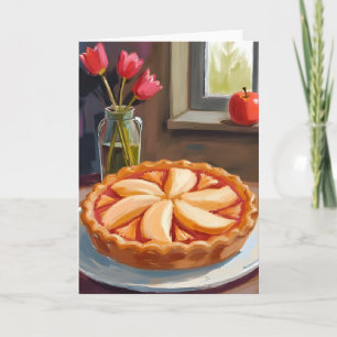 Carte Tarte aux pommes aquarelle Thanksgiving