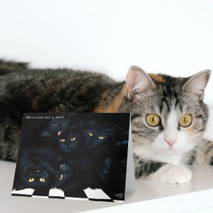 Carte Tas de caresses de chat noir félins mignons