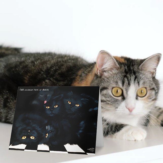 Carte Tas de caresses de chat noir félins mignons (Créateur téléchargé)