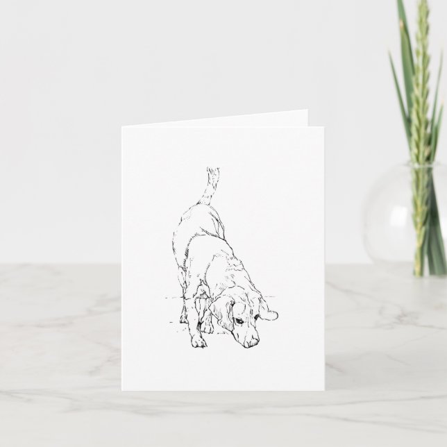Carte Tasse Beagle – Chien à l'encre dessinée à la main  (Devant)