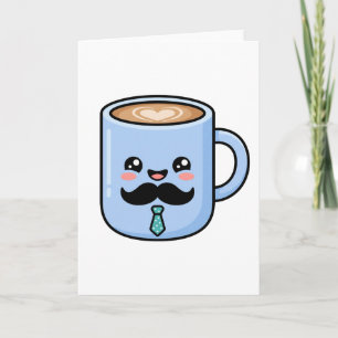 Carte Tasse de café Kawaii Moustache Cadeau de Fête des