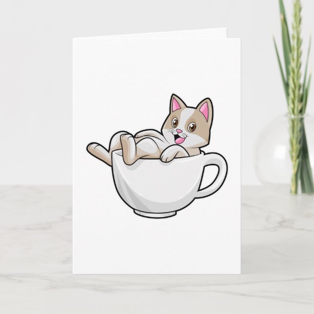 Carte Tasse de thé chat (Devant)
