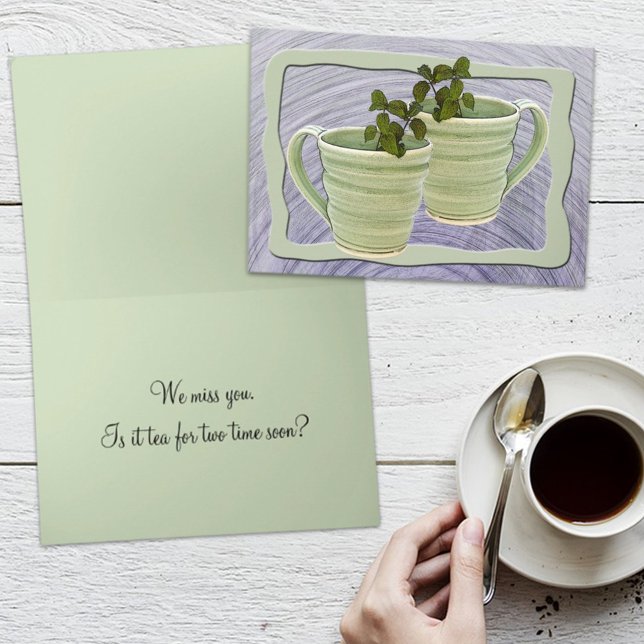 Carte Tasse de thé verte du temps du thé manquant Photo  (Créateur téléchargé)