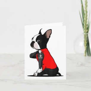 Carte Tatouage de chien Boston Terrier J'aime Papa Famil