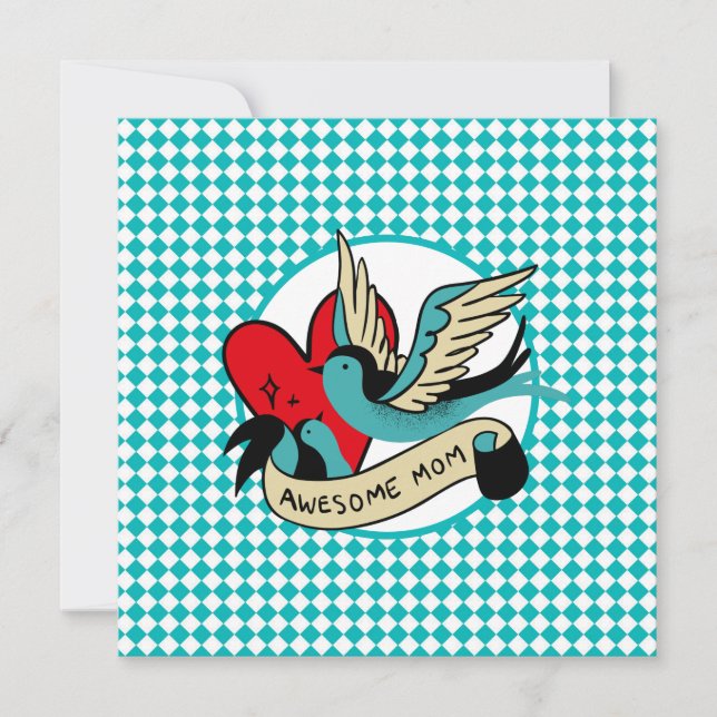 Carte Tatouage de maman génial et Saint-Valentin des mèr (Devant)