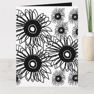 Carte Tatouage Tournesol Floral Noir Blanc Tatouage Fleu