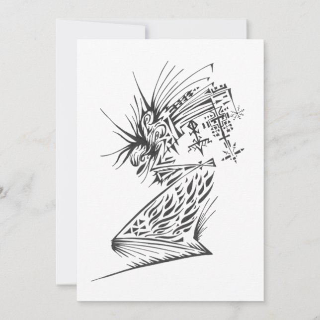 Carte Tatouage Tribal Abstrait Noir et Blanc Fluide (Devant)