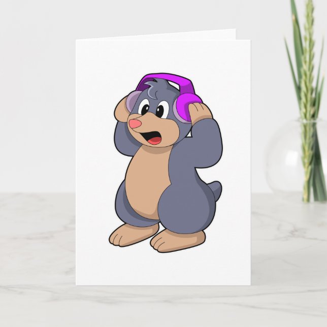 Carte Taupe à la Musique avec Casque Audio (Devant)