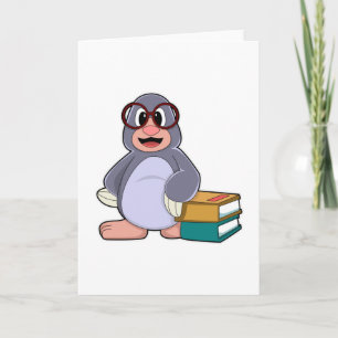 Carte Taupe à lunettes et aux livres