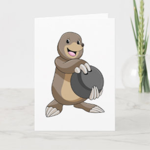 Carte Taupe au bowling avec boule de bowling