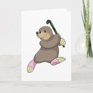 Carte Taupe au hockey avec une crosse de hockey