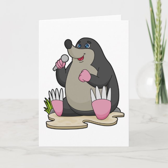 Carte Taupe comme chanteur avec microphone (Devant)