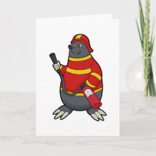 Carte Taupe comme pompier avec extincteur d'incendie