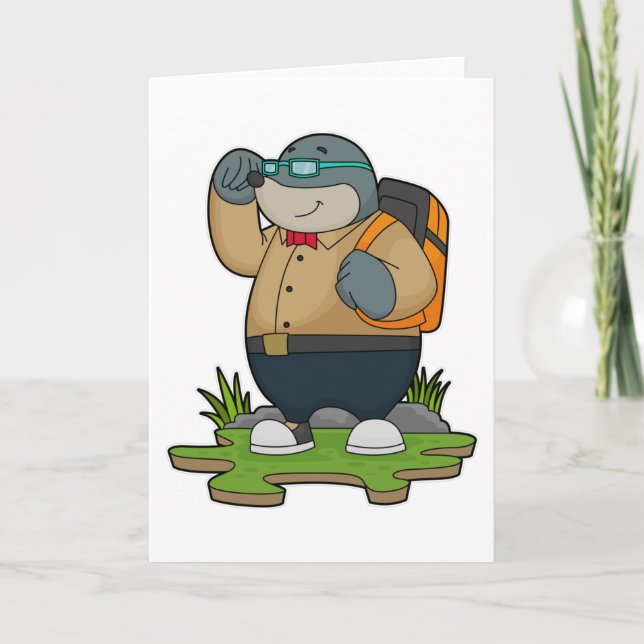 Carte Taupe comme randonneur avec sac à dos (Devant)
