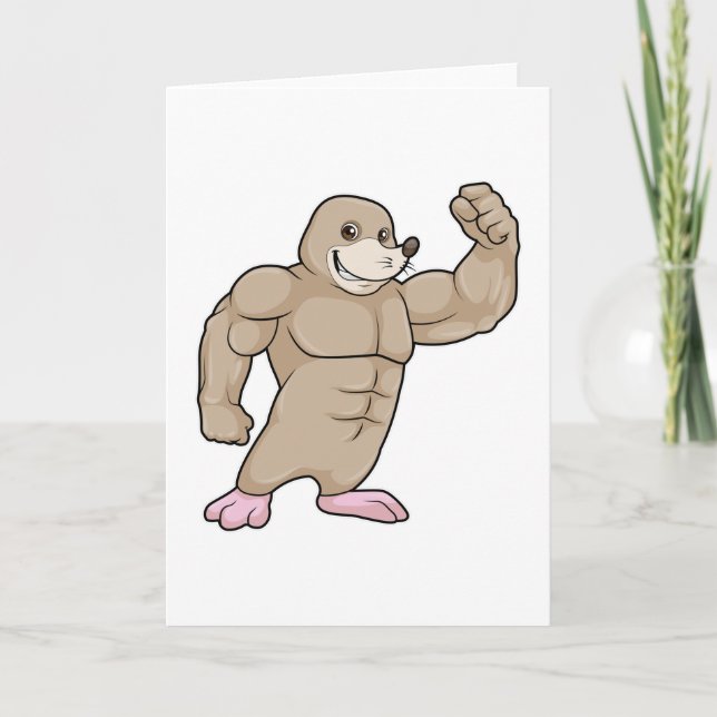 Carte Taupe en culturiste avec de gros muscles (Devant)