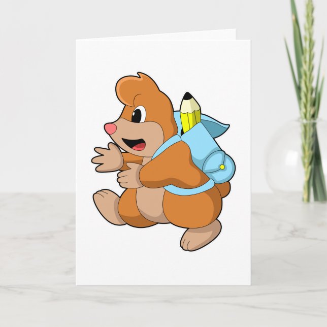 Carte Taupe en élève avec cartable (Devant)