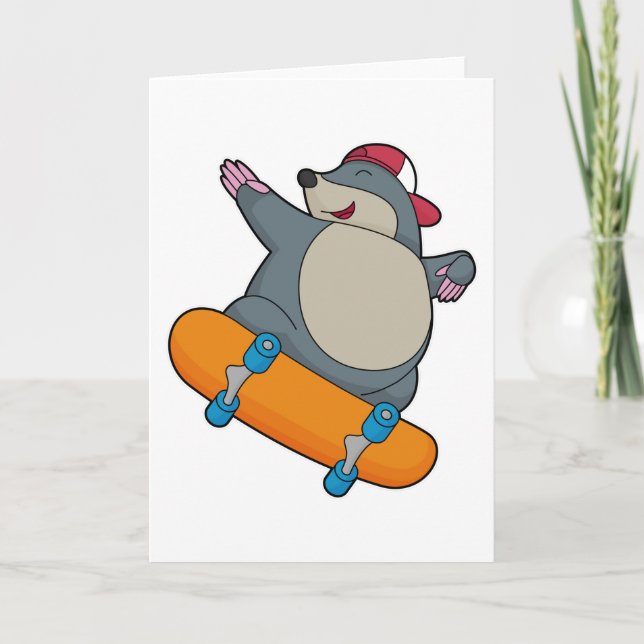 Carte Taupe patineur avec planche à roulettes (Devant)