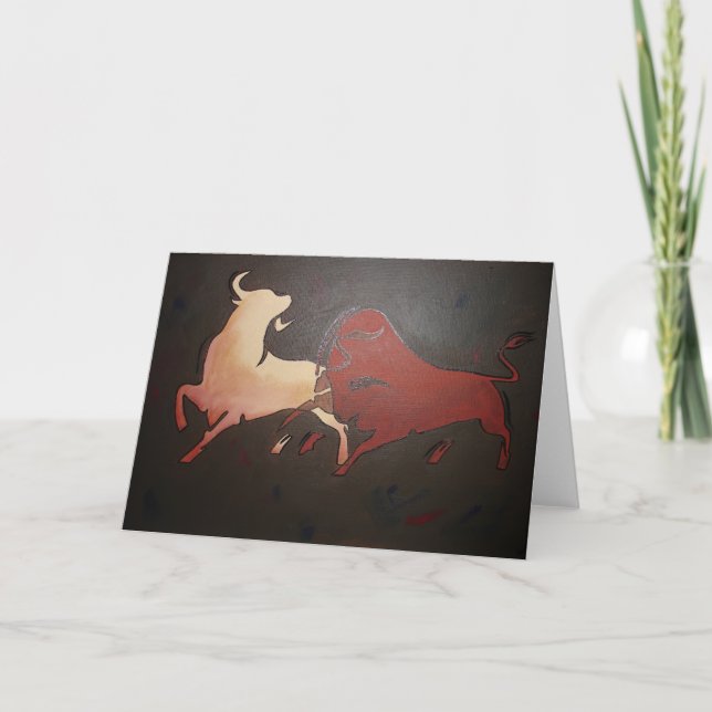 Carte Taurean Bulls Animal Art (Devant)