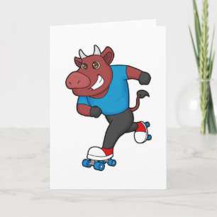 Carte Taureau au patinage en ligne avec des rollers