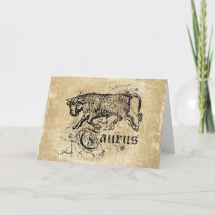 Carte Taurus zodiaque vintage