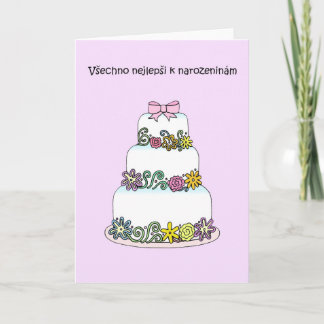 Carte Tchèque Joyeux Anniversaire Stylish Cake